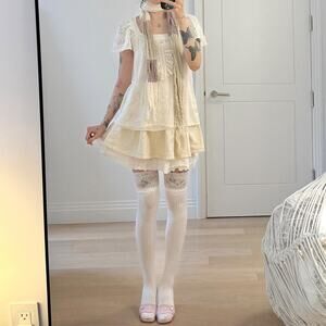 Japanese vintage ivory lace coquette
